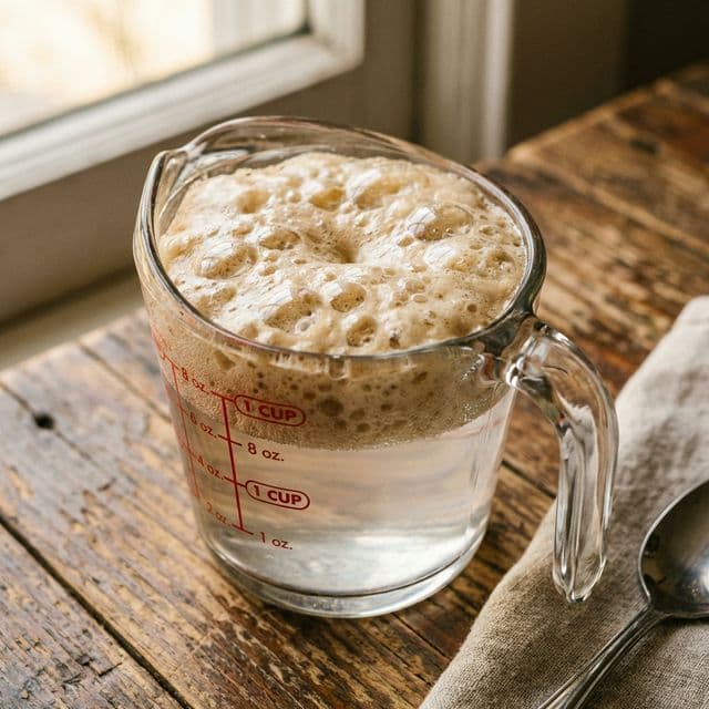 Yeast frothing in warm water