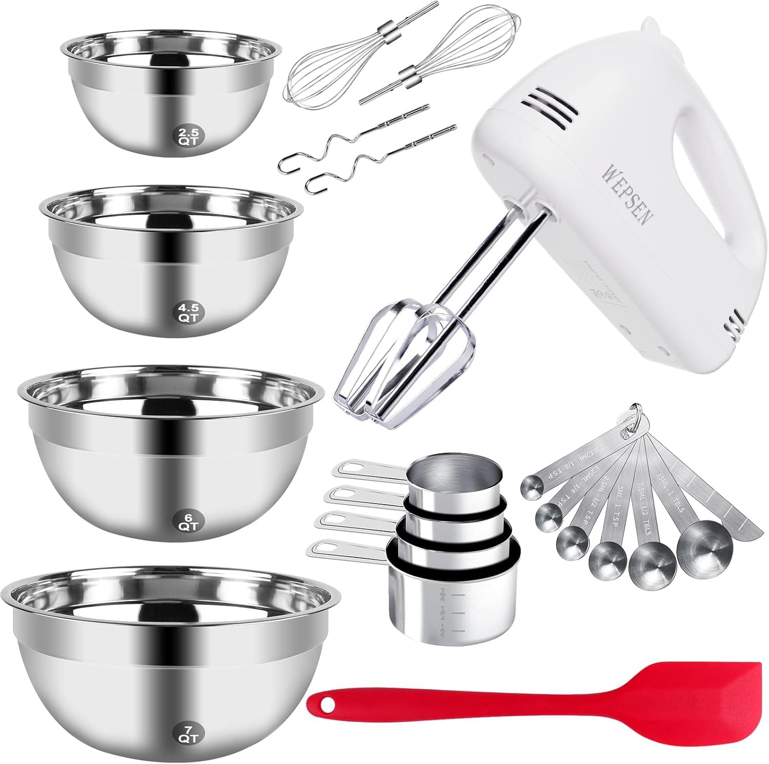 5-Speed Electric Hand Mixer with Mixing Bowls