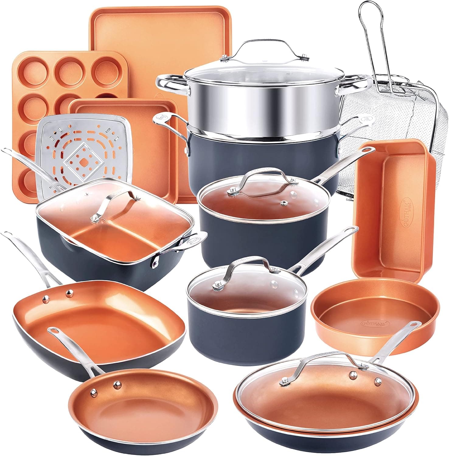 Gotham Steel True 20 Pc Ceramic Cookware & Bakeware Set