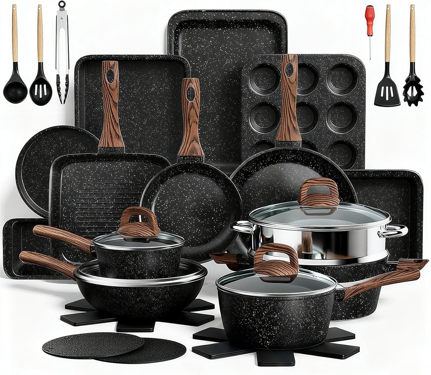 Pots and Pans Set Non Stick, 31 Piece
