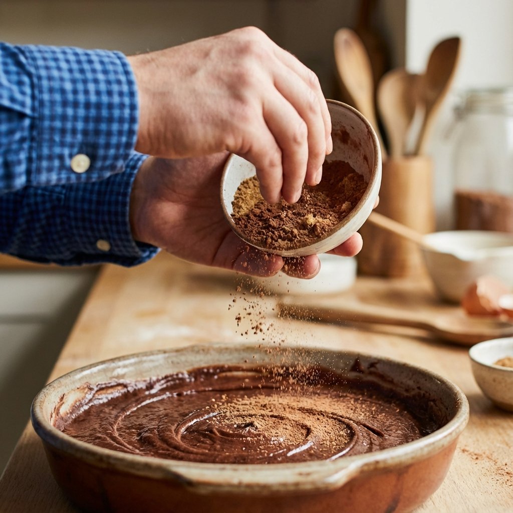 Sprinkling cocoa sugar topping