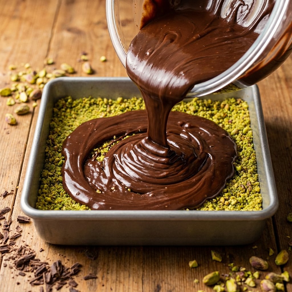 Pouring chocolate ganache