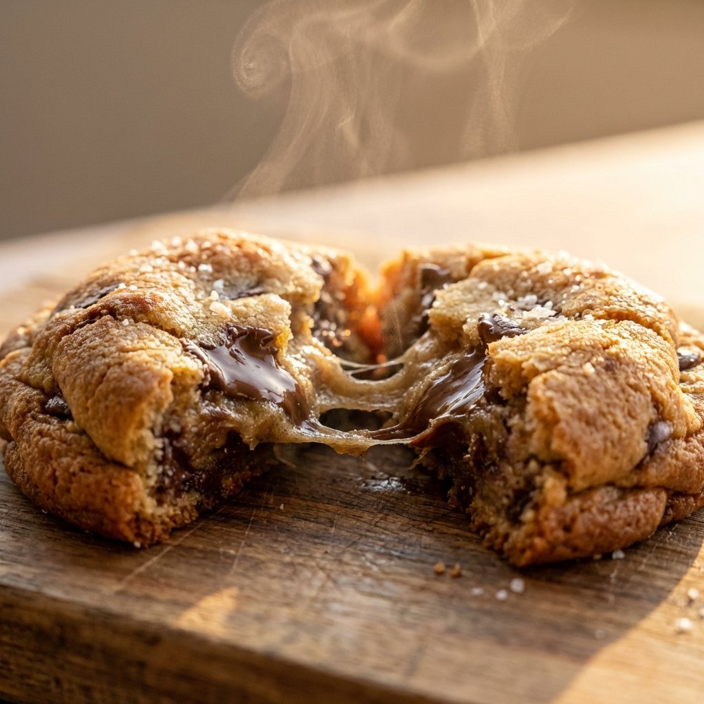 Close up of gooey Crumbl cookie