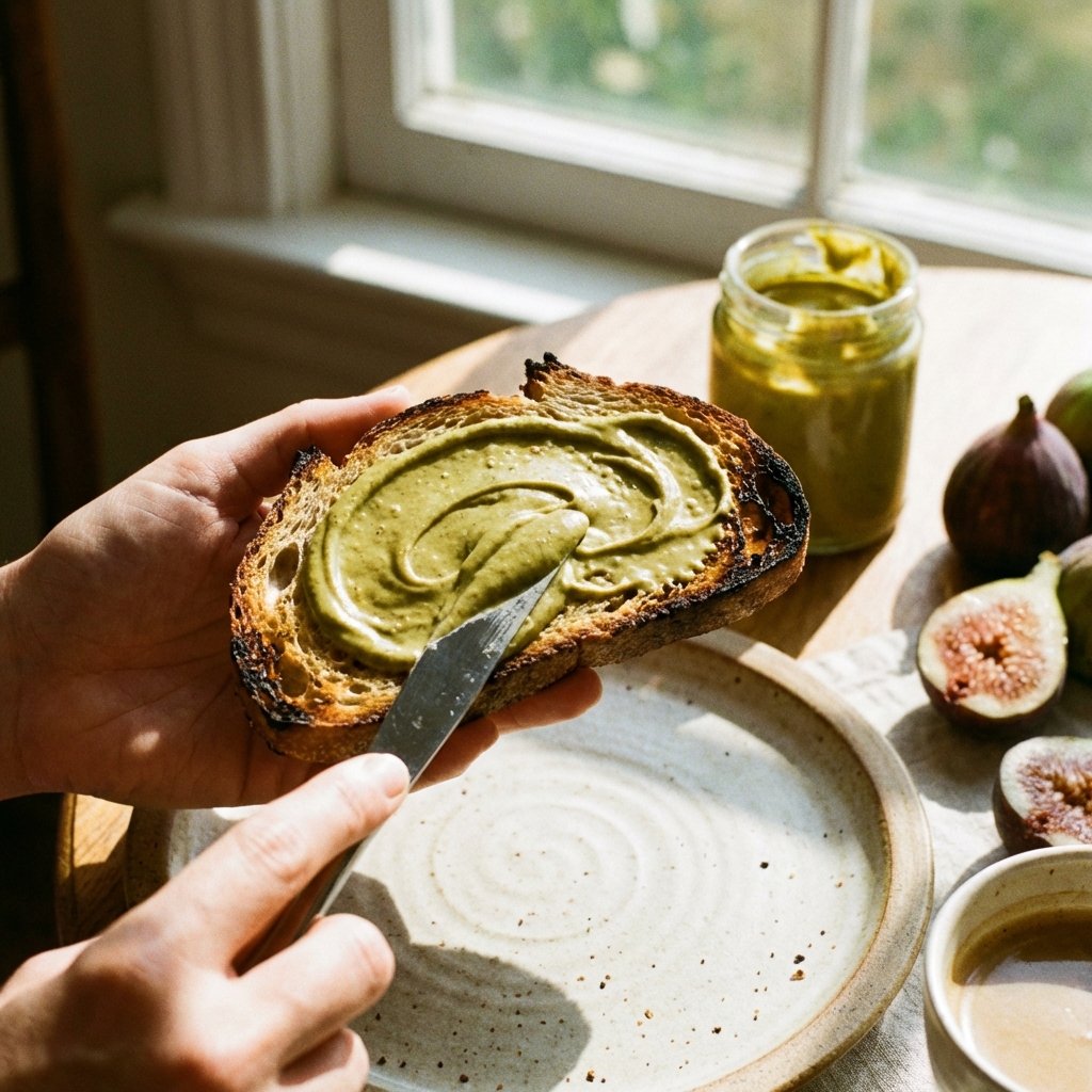 Pistachio butter on toast