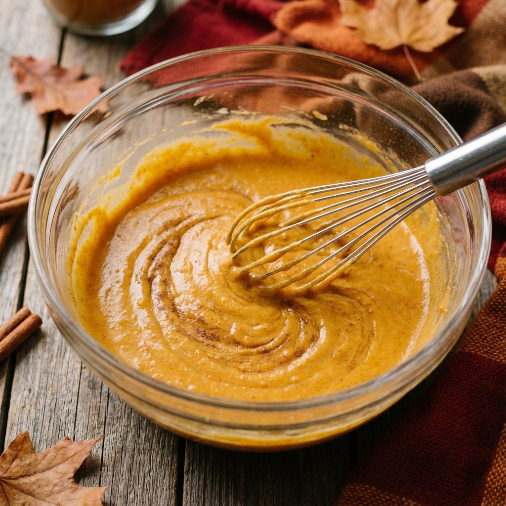 Smooth orange pumpkin cake batter